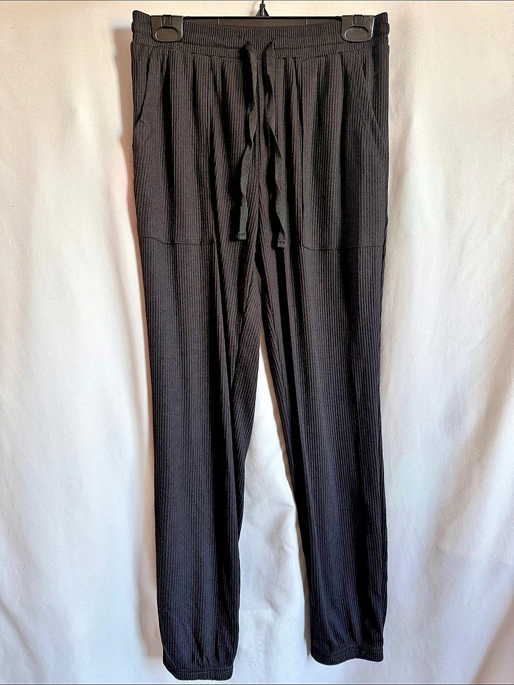 Ribbed Jogger Pants in Black Size Small
